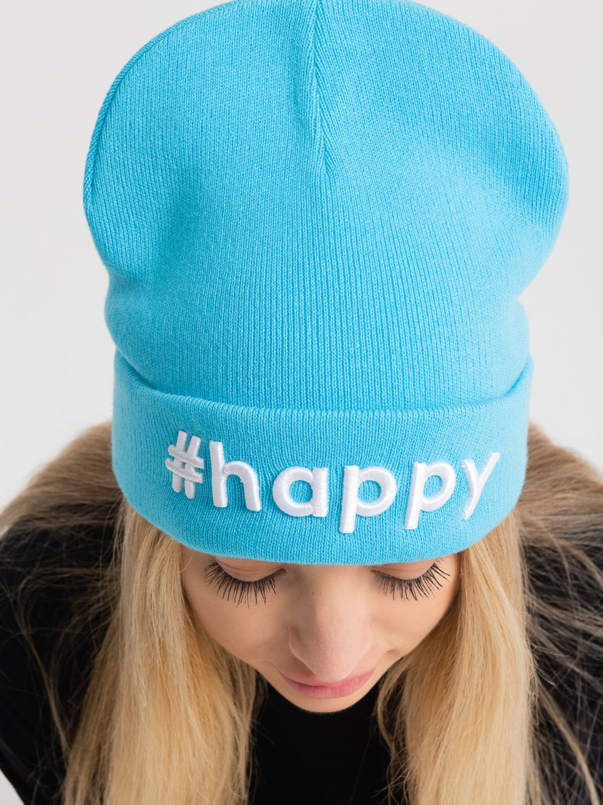 Шапка-лопатка Tag #happy - Голубая 3