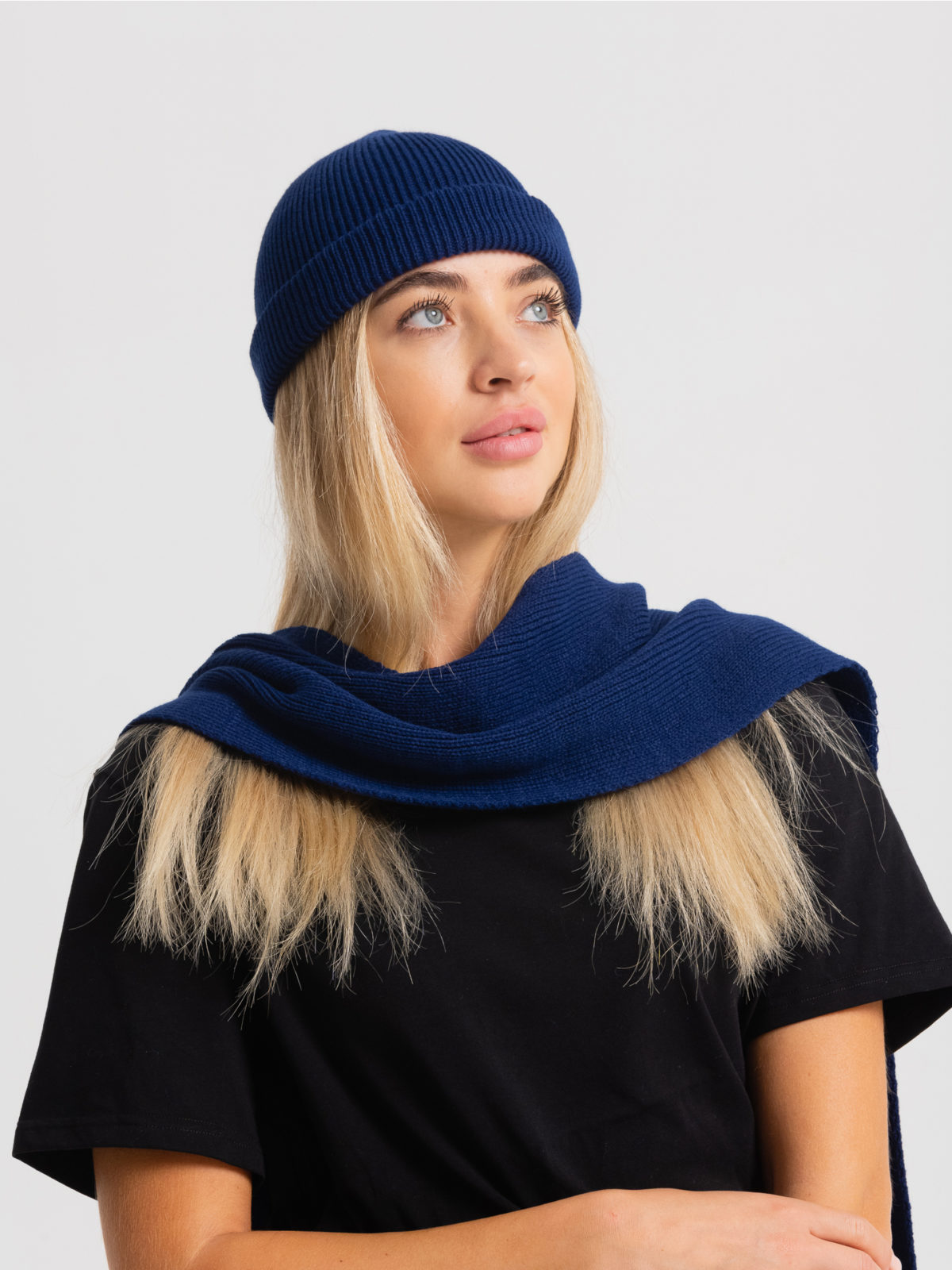 Вязаный шарф Бини - Темно-синий 4