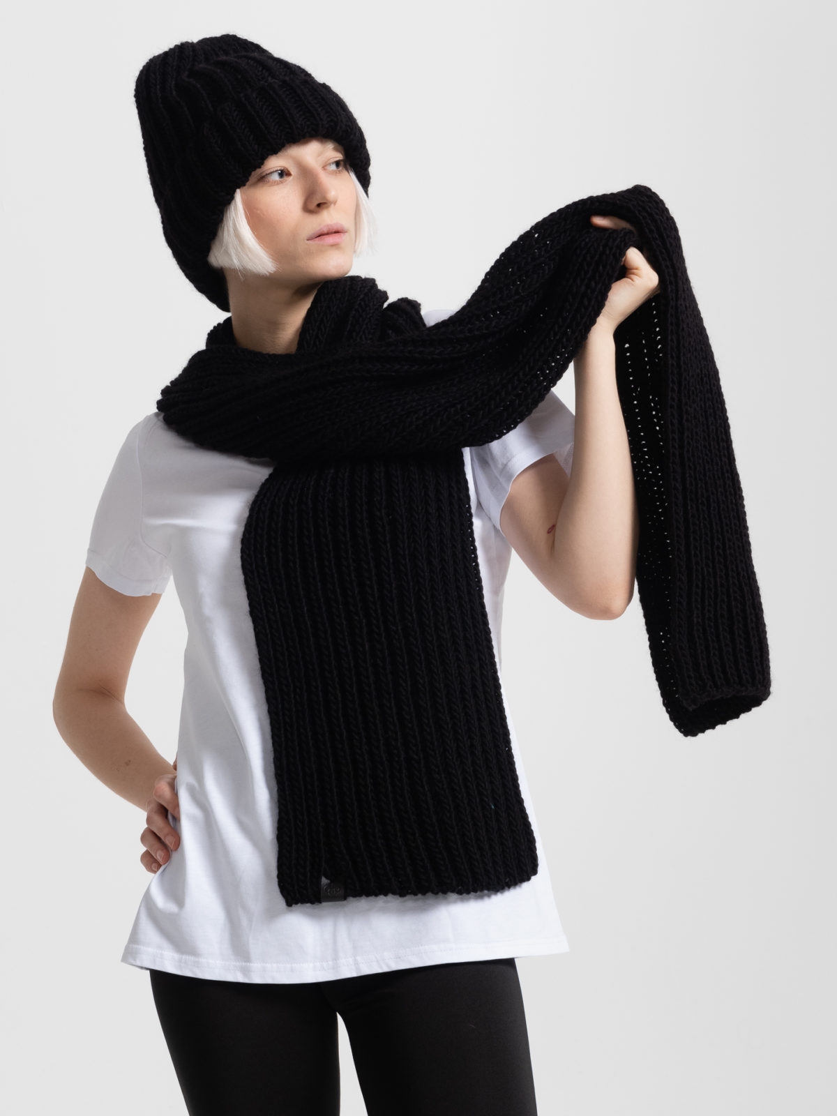 Вязаный шарф Фитиль - Черный 2