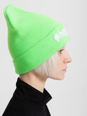 Вязаная шапка-лопатка TAG #happy - Светло-зеленая 3