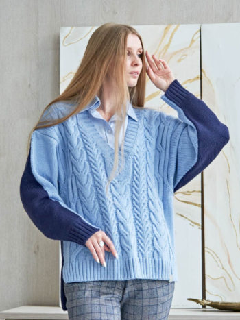 Вязаный свитер TWIN - Синий 7